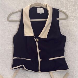 Reformation Black and Cream Vest Too